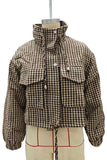 Houndstooth Zip-Up Crop Jacket