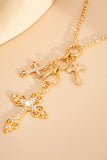 Layered Cross Charm Chain Necklace