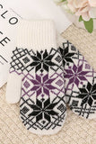Snowflake Knit Ribbed Cuff Mittens