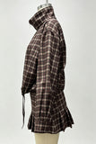 Plaid Zip-Up Mock Neck Short Set