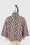 Leopard Print Mock Neck Bell Sleeve Sweater