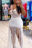 Sequin Halter Fringe Bodycon Vacation Dress
