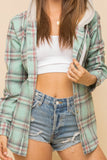 Plaid Hooded Button-Front Shirt