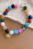 Chunky Bead Sunburst Charm Necklace