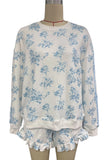 Floral Crew Neck Ruffle Short Set