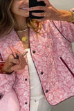 Floral Quilted Contrast Trim Jacket