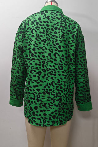 Leopard Print Ribbed Button-Front Shacket