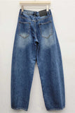 Cross Patch Wide-Leg Baggy Jeans