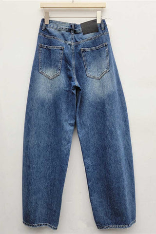 Cross Patch Wide-Leg Baggy Jeans