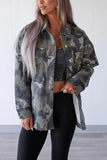 Camouflage Print Button-Front Jacket