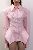 Striped Puff Sleeve Peplum Shirt