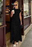 Polka Dot Cap Sleeve Maxi Dress