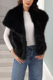 Faux Fur Sleeveless Open Front Vest
