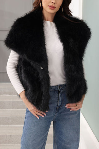 Faux Fur Sleeveless Open Front Vest