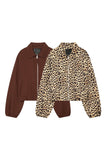 Leopard Print Zip-Up Collared Jacket