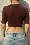 Floral Lace Tie-Front Crop Top