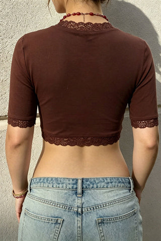 Floral Lace Tie-Front Crop Top