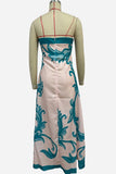 Strapless Printed Midi Vacation Dress