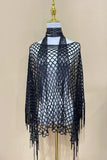 Open-Knit Fringe-Detail Top
