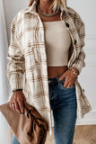 Plaid Button-Front Long Sleeve Shacket