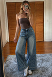 Stripe Embellished Wide Leg Jeans