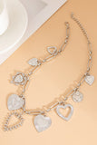 Multi-Charm Heart Pendant Chain Necklace