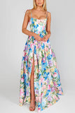 Floral Halter Tie-Back Maxi Dress