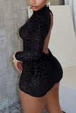 Lace Long Open-Back Sleeve Romper