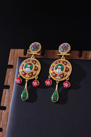 Enamel Bird Motif Dangle Earrings