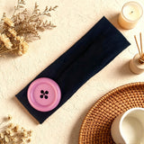 Large Button Detail Elastic Headband