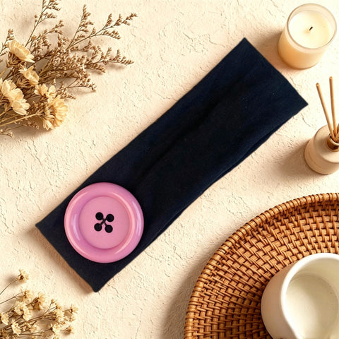 Large Button Detail Elastic Headband