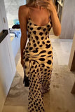 Polka Dot Spaghetti Strap Tie Waist Maxi Dress