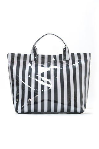 Striped Tote Bag with Glossy Finish
