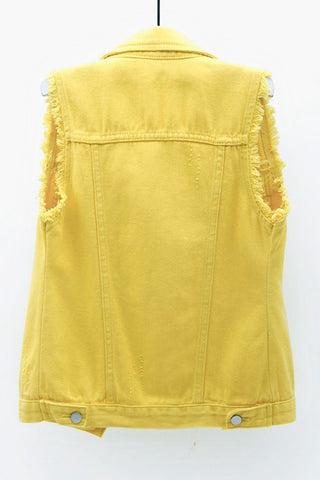 Sleeveless Collared Button-Front Vest
