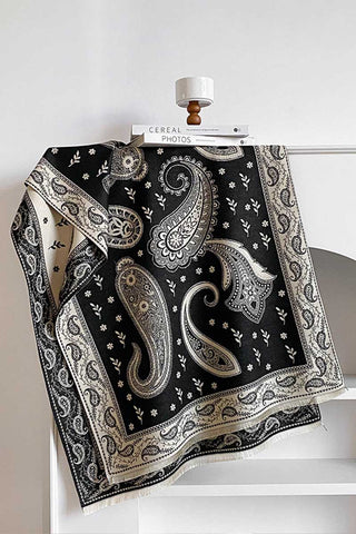 Paisley Print Fringed Scarf