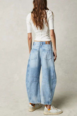 High-Waist Paneled Baggy Jeans