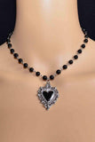 Ornate Heart Pendant Beaded Necklace