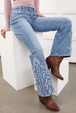Low Rise Flare Detailed Jeans