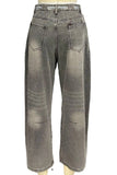 Striped Drawstring Straight Jeans