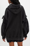 Tie-Sleeve Puff Zip-Up Hoodie