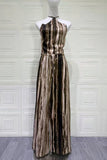 Abstract Print Halter Wide Leg Set