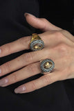 Faceted Stone Beaded Border Ring