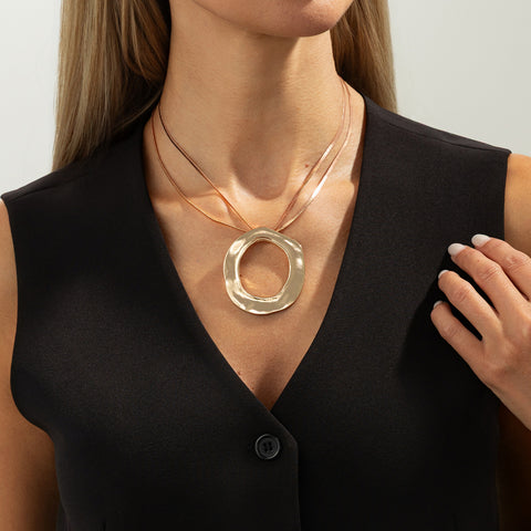 Irregular Circle Layered Necklace