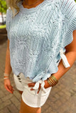Pointelle Knit Scalloped Trim Sweater