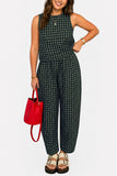 Sleeveless Plaid High-Waist Pants Set