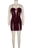 Sequin Lace-Up Cutout Mini Dress