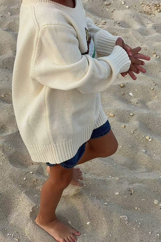 Graphic Intarsia Crew Neck Knit Sweater