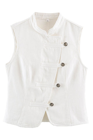 Stand Collar Asymmetric Button Vest