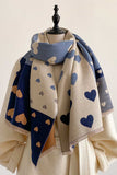 Heart Print Colorblock Square Scarf