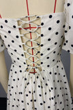 Puff-Sleeve Polka Dot Mini Dress